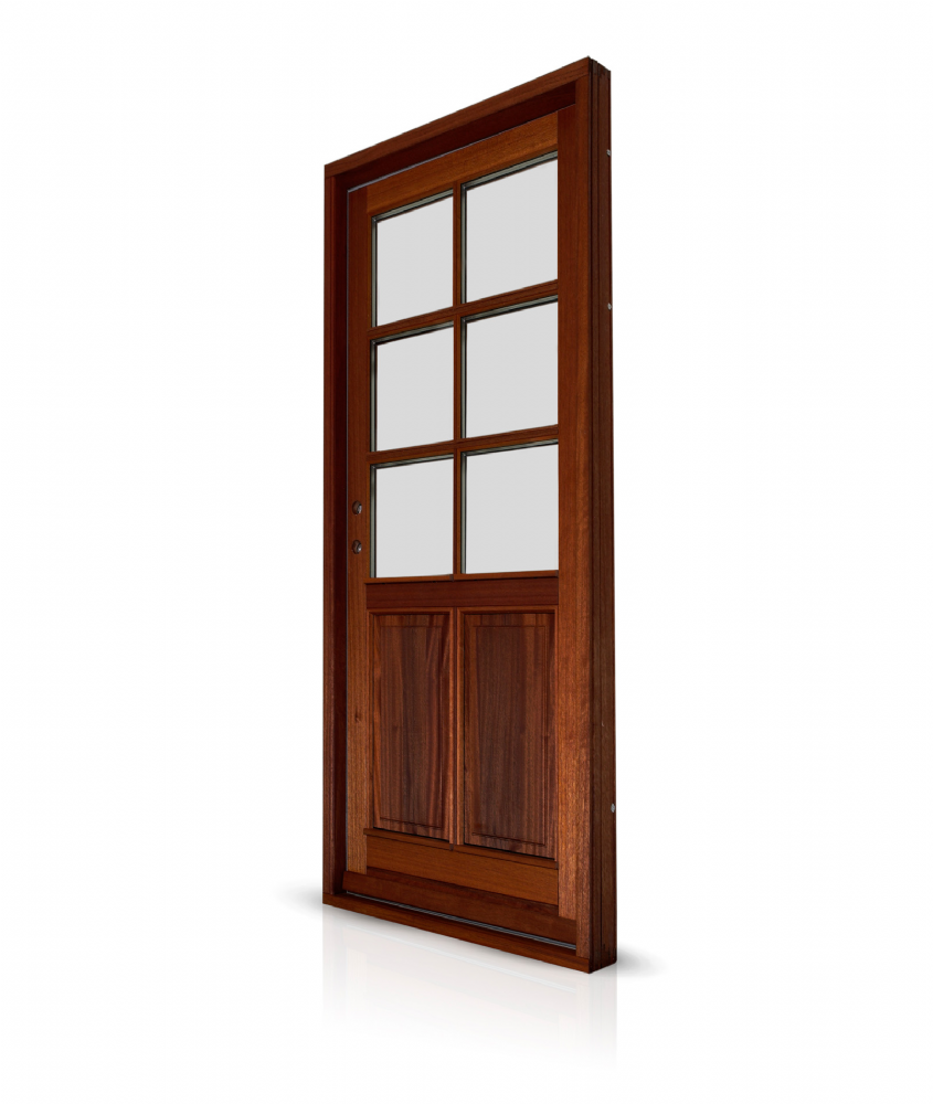 Facadedør med 6-felts glas og energisprosser – klassisk design i moderne kvalitet